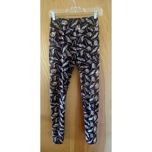 LuLaRoe Black Leggings Feather Print